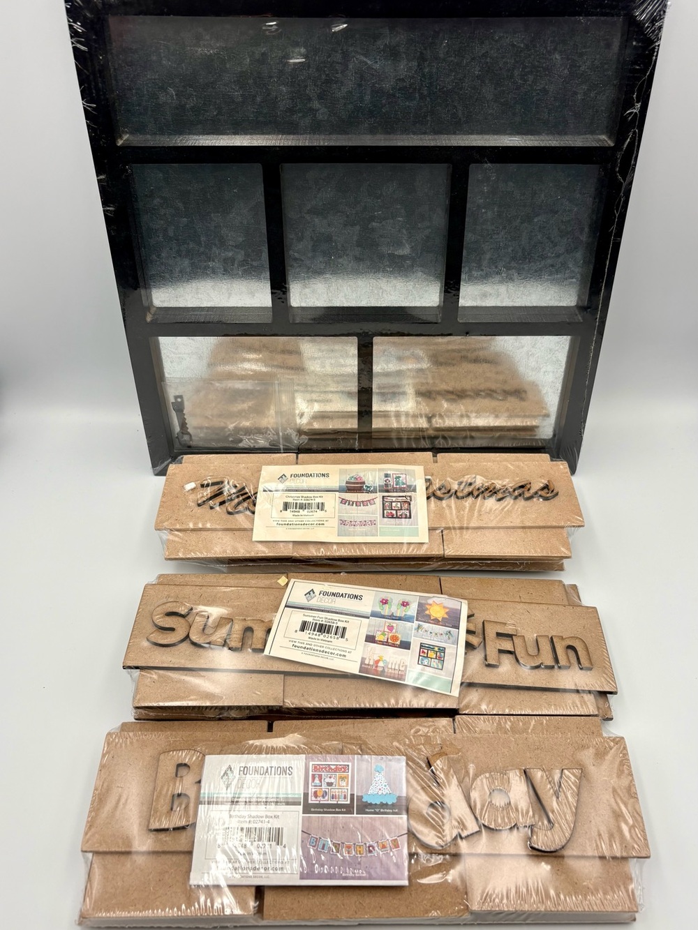 Magnetic Shadow Box Frame & 3 Kits: Birthday Kit, Summer Fun Kit & Christmas Kit